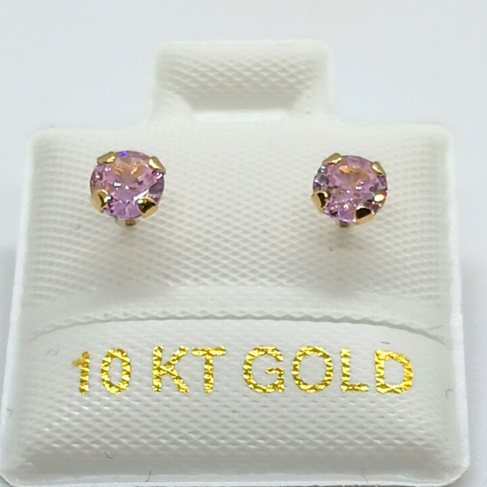 Pink Zircon 10k Gold Studs Earrings
